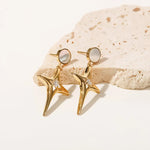 18K Gold Zircon Star Shell Earrings - QH Clothing