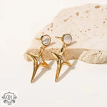 18K Gold Zircon Star Shell Earrings - QH Clothing