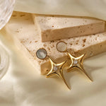 18K Gold Zircon Star Shell Earrings - QH Clothing