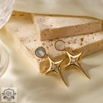 18K Gold Zircon Star Shell Earrings - QH Clothing