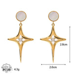 18K Gold Zircon Star Shell Earrings - QH Clothing