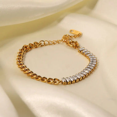 18k Gold Zircon Stitching Chain Bracelet - QH Clothing