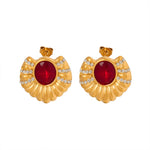 18K Gold Classic Fashion Inlaid Zircon Thread Design Versatile Earrings - QH Clothing