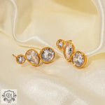 18K Gold Zircon Trio Earrings - QH Clothing