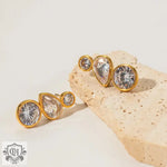 18K Gold Zircon Trio Earrings - QH Clothing