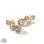 18K Gold Zircon Trio Earrings - QH Clothing