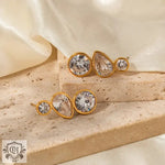 18K Gold Zircon Trio Earrings - QH Clothing