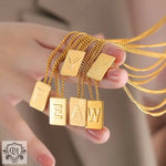 18K Personalized Square Letter Necklace - QH Clothing