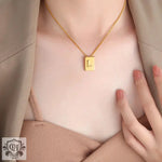 18K Personalized Square Letter Necklace - QH Clothing