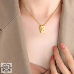 18K Personalized Square Letter Necklace - QH Clothing