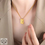 18K Personalized Square Letter Necklace - QH Clothing