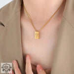 18K Personalized Square Letter Necklace - QH Clothing