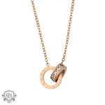 18k Rose Gold Double Hoop Diamond Necklace - QH Clothing