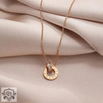 18k Rose Gold Double Hoop Diamond Necklace - QH Clothing