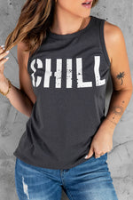 Gray CHILL Graphic Print Tank Top