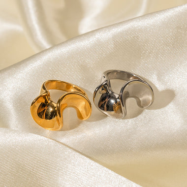 18K gold light luxury and noble ruffle design ring - QH Clothing