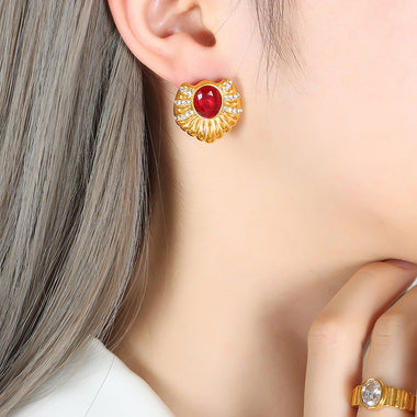 18K Gold Classic Fashion Inlaid Zircon Thread Design Versatile Earrings - QH Clothing