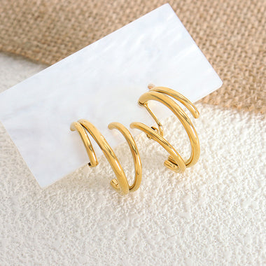 18K Gold Simple and Atmospheric Irregular C-shaped Design Versatile Earrings - QH Clothing