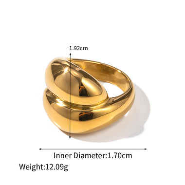 18K gold trendy exaggerated love-shaped design simple style ring - QH Clothing