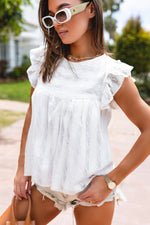 White Ruffled Lace Flowy Tank Top