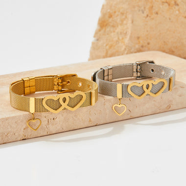18K gold novel and noble love bracelet with strap design and versatile bracelet - QH Clothing