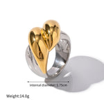 18K gold fashionable gold and silver color matching thread design ring - QH Clothing