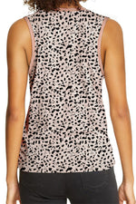 Gray Leopard Print Round Neck Tank Top - Tops/Tank Tops