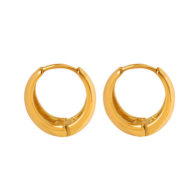 18K Gold Simple and Atmospheric Hollow Ring Design Versatile Earrings - QH Clothing