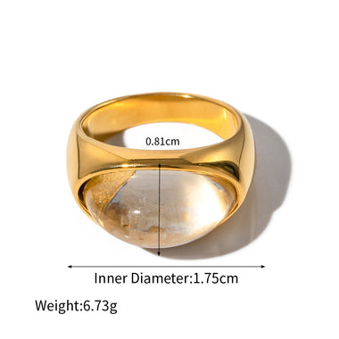 18k gold classic fashion inlaid gemstone design simple style ring - QH Clothing