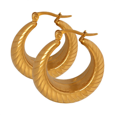 18K Gold Classic Fashion Round Thread Design Versatile Earrings - QH Clothing