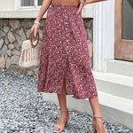 Arrival Summer Printed Red Skirt Floral Skirt - Quality Home Clothing| Beauty