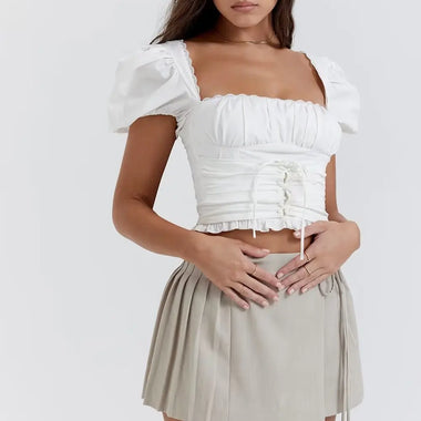 Autumn Solid Color Short Skirt A Line Skirt Side Lace Up Skirt - Quality Home Clothing| Beauty