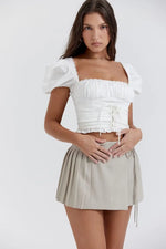 Autumn Solid Color Short Skirt A Line Skirt Side Lace Up Skirt - Quality Home Clothing| Beauty