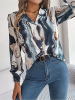 Autumn Winter Casual Contrast Color Striped Collar Long Sleeve Shirt Women Clothing - Quality Home Clothing| Beauty