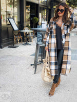 Autumn Winter Long Windbreaker Side Slit Collared Slim Fit Women Woolen Plaid Coat - Quality Home Clothing| Beauty