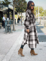 Autumn Winter Long Windbreaker Side Slit Collared Slim Fit Women Woolen Plaid Coat - Quality Home Clothing| Beauty