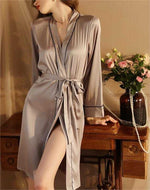 Autumn Winter Sexy Long Light Luxury Women Morning Gowns Bathrobe Cardigan Homewear - Quality Home Clothing| Beauty