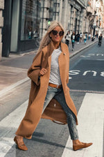 Autumn Winter Women Overcoat Woolen Ultra Long Loose Double Pocket Collared Simple Coat - Quality Home Clothing| Beauty