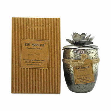 Bali Mantra Camellia Glass Silver Candle 500g - French Vanilla