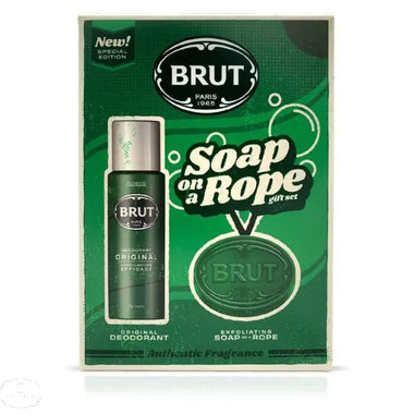 Brut Gift Set 200ml Deodorant Spray + 150g Soap on a Rope - QH Clothing