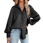 Women Clothing Zebra Pattern Collared Breasted Loose Top Lantern Long Sleeve Shirt for Women - Quality Home Clothing| Beauty