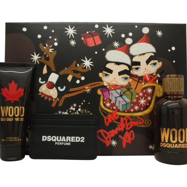 DSquared2 Wood For Him Gift Set 100ml EDT + 100ml Shower Gel + Pouch - Quality Home Clothing| Beauty