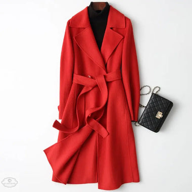 Double-Faced Woolen Goods Cashmere Coat Mid-Length Slim Fit Slimming Hepburn Woolen Coat - Quality Home Clothing| Beauty