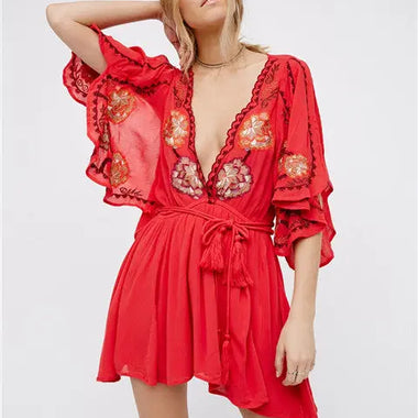Women  Spring and Summer Elegant Seaside Holiday Sexy Embroidered Dress - Quality Home Clothing| Beauty