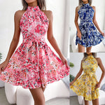 Spring Summer New Elegant Tied Ruffled Large Swing Floral Dress Women Clothing Tiered Dress - Quality Home Clothing| Beauty