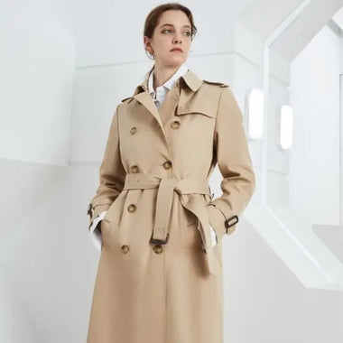 Element Trench Coat for Women Extended Elegant British Spring Autumn Coat Women Double Breasted - Quality Home Clothing| Beauty