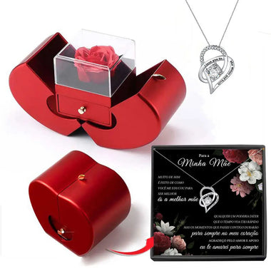 Exquisite Diamond-Studded Heart Necklace in Portuguese Card Gift Box -  QH Clothing