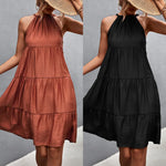 Spring Summer Halter Strap Gathers Stitching Dress for Women - Quality Home Clothing| Beauty