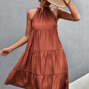 Spring Summer Halter Strap Gathers Stitching Dress for Women - Quality Home Clothing| Beauty
