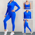 Yoga Clothes Three  Piece Suit Workout Sexy Running Long Sleeve Coat Cross Backless Bra Workout Clothes - Quality Home Clothing| Beauty